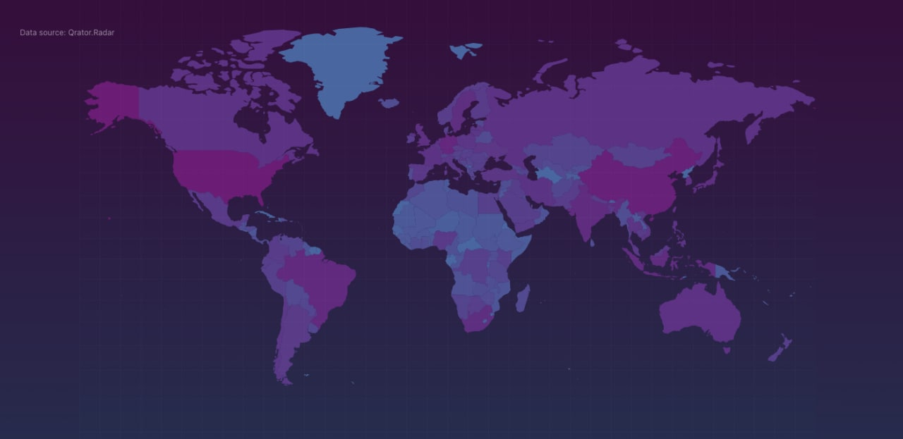 Distribution of open ports 5678. The darker the color is - the more there are devices